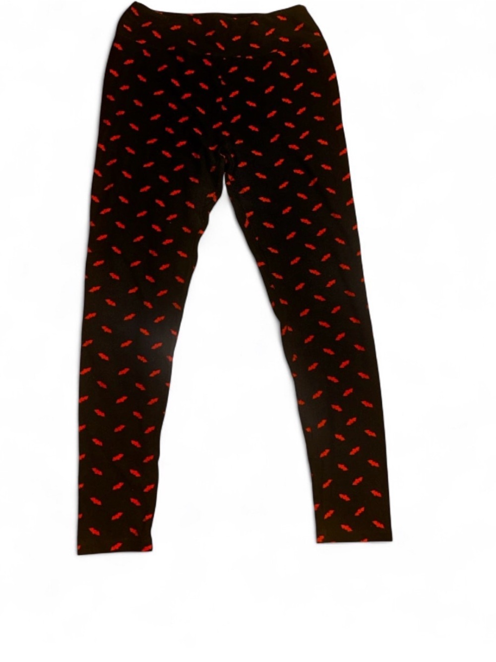 LuLaRoe Black Leggings with orange bats size OS